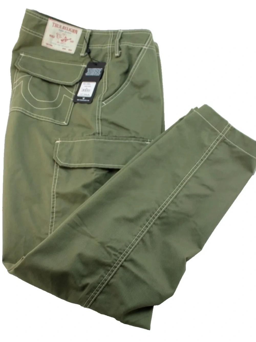 Men's Sz 34 True Religion Cargo Pants Kalamata Green Style 108335 MSRP $164 NWT